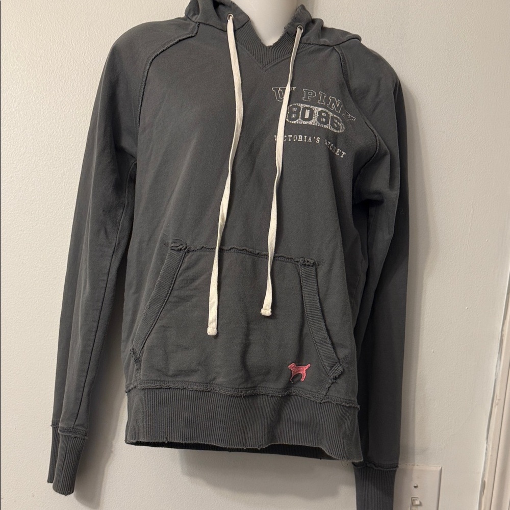 Victoria's Secret Dark Gray Hoodie with Pink Accents